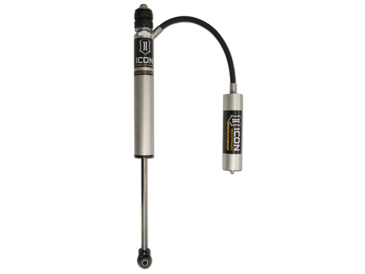 The ICON 01-10 GM HD 0-3in Front 2.0 Series Aluminum Shocks with Upper Control Arm VS RR, branded under "ICON," comes equipped with a connected reservoir. This unit is specifically designed for off-road performance to improve ride quality and enhance vehicle suspension systems.