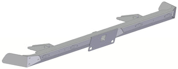 Introducing the 2019+ GM 1500 Rear Plate Bumper with Receiver by Mazzulla Offroad, a state-of-the-art design tailored for automotive engineering. This straight, elongated component crafted from CNC cut steel features angled ends and a central flat plate with a cutout for mounting or connection purposes, making it ideal for offroad use.